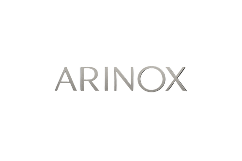 Arinox logo in sleek modern font that fits luxury steel ring market